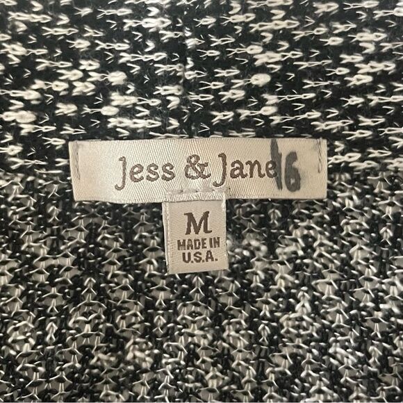 Jess & Jane Waterfall Jacket Cascading Open Front Cardigan Black White Medium - Picture 5 of 7